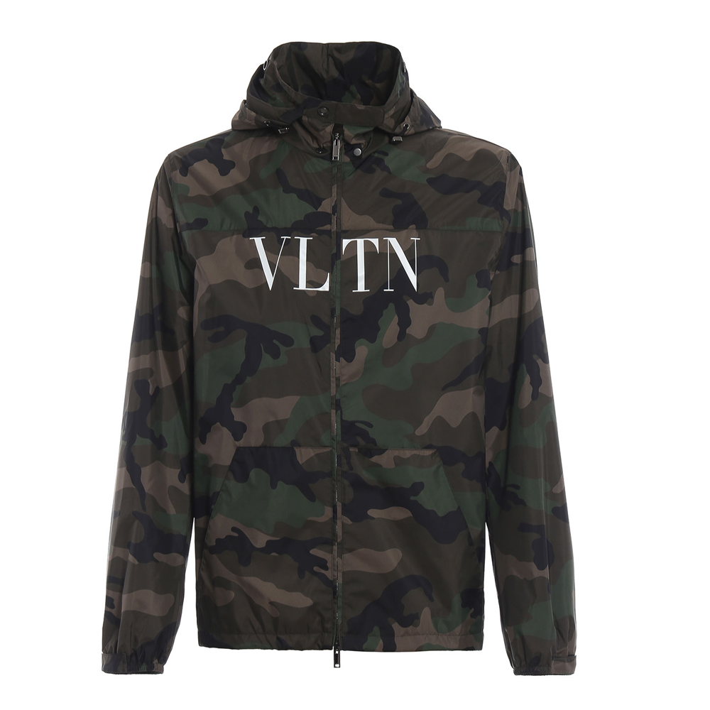 Valentino Camo Nylon Zip Hoodie Jacket Military Green () RV3CI351FVHF00