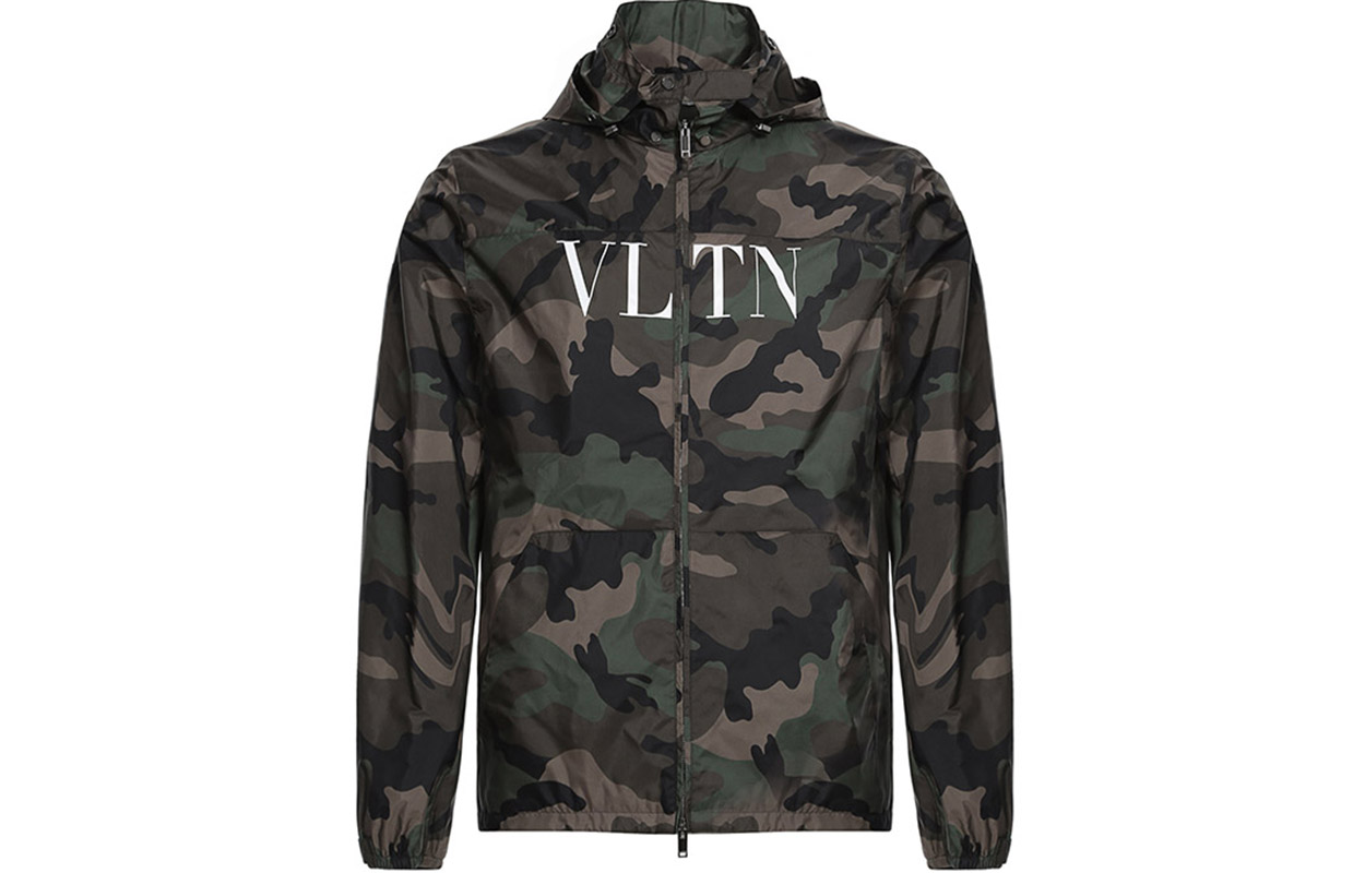 Order Valentino 迷彩尼龍拉鍊連帽外套 軍綠色 RV3CI351FVHF00