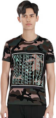 华伦天奴迷彩标志印花T恤 军绿色 RV3MG01LSEGF00 Shop 华伦天奴迷彩标志印花T恤 军绿色 RV3MG01LSEGF00