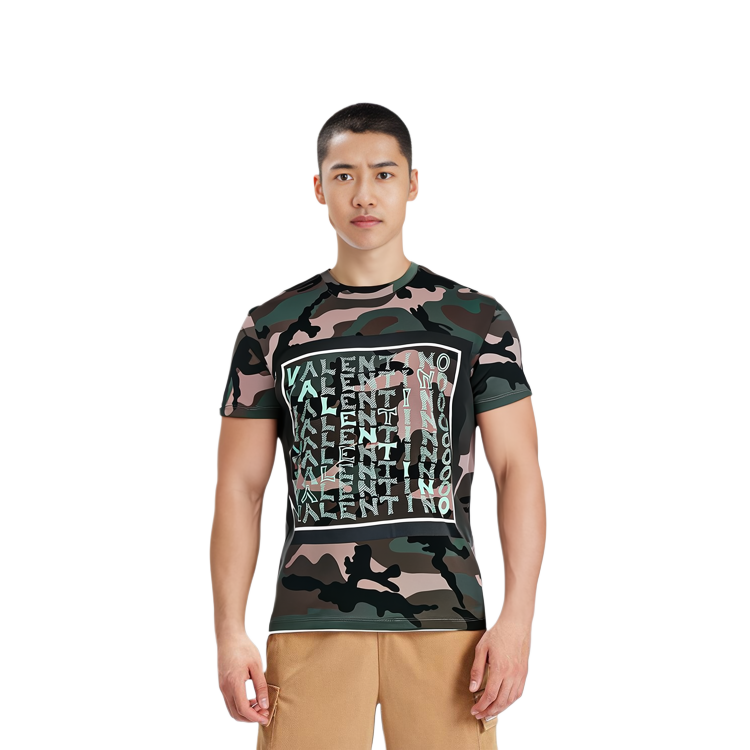 Purchase 발렌티노 카무플라주 로고 프린트 티셔츠 아미 그린 RV3MG01LSEGF00
