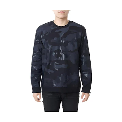 Valentino Camouflage Print Colorblock Long Sleeve Crewneck Sweatshirt LV3MF04R3MDF70