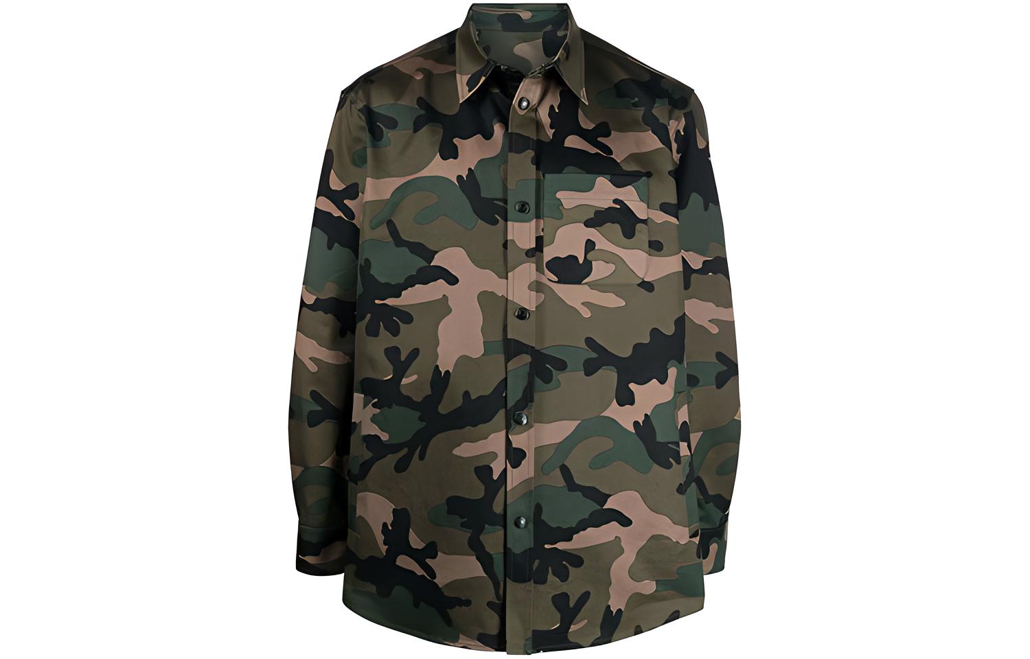 Valentino Camouflage Print Shirt Jacket Green VCIA95810F00