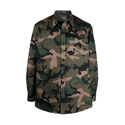 Valentino Camouflage Print Shirt Jacket Green VCIA95810F00