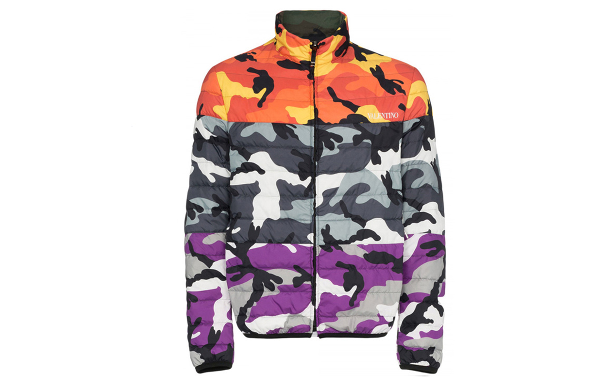 Valentino Camouflage Zip-Up Jacket with Stand Collar QV3CN29PVRN09T