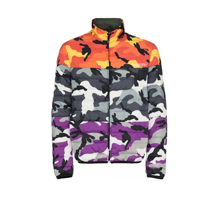 Valentino Camouflage Zip-Up Jacket with Stand Collar QV3CN29PVRN09T