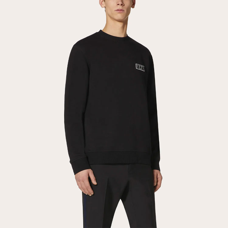 Shop Valentino Sweater Hitam Crewneck Kasual Pullover UV3MF15L6LB0NO