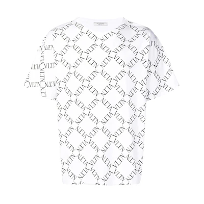 Valentino Classic Logo Print Cotton Crewneck Short Sleeve T-Shirt Men White. RV0MG01UUVCA01
