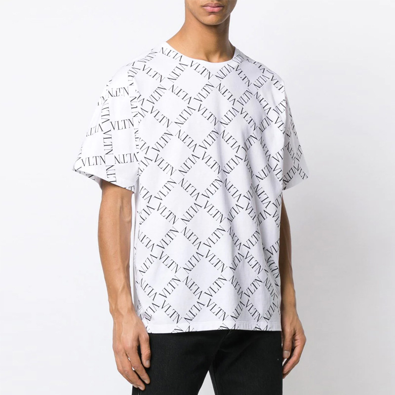 Purchase Valentino Kaos Pria Putih Logo Klasik Katun Lengan Pendek Crewneck. RV0MG01UUVCA01