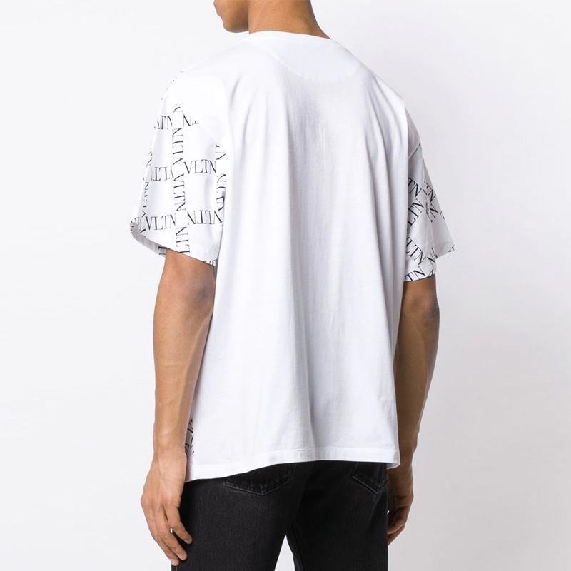 Details for Valentino Kaos Pria Putih Logo Klasik Katun Lengan Pendek Crewneck. RV0MG01UUVCA01