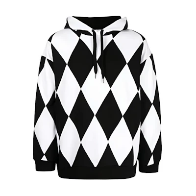 Valentino Colorblock Diamond Pattern Sweatshirt Black White VMF18I7TLP54