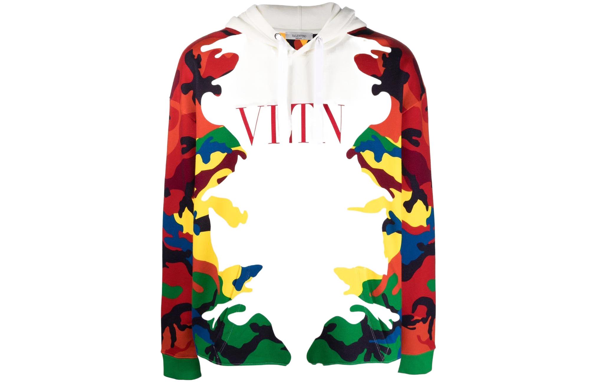 Valentino Colorblock Logo Print Hoodie Multicolor VMF18I7NLC40