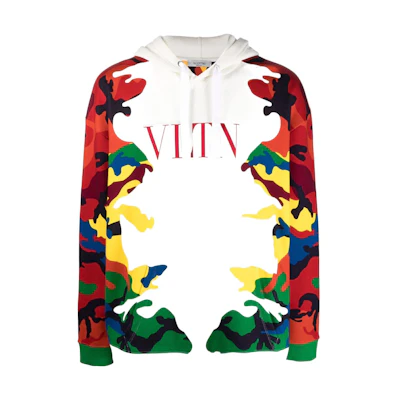 Valentino Colorblock Logo Print Hoodie Multicolor VMF18I7NLC40