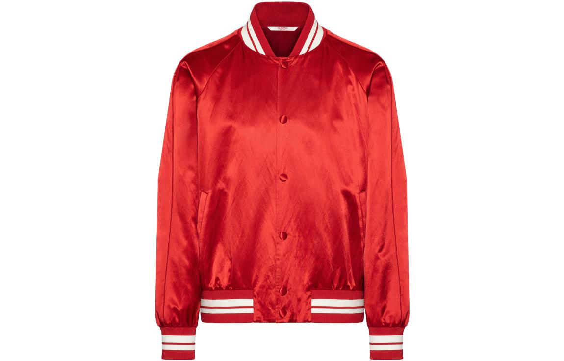 Valentino Colorblock Stripe Bomber Jacket Red Long Sleeve Casual 3V3CI0A09F3157