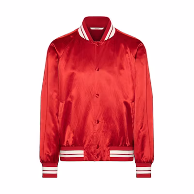 Valentino Colorblock Stripe Bomber Jacket Red Long Sleeve Casual 3V3CI0A09F3157