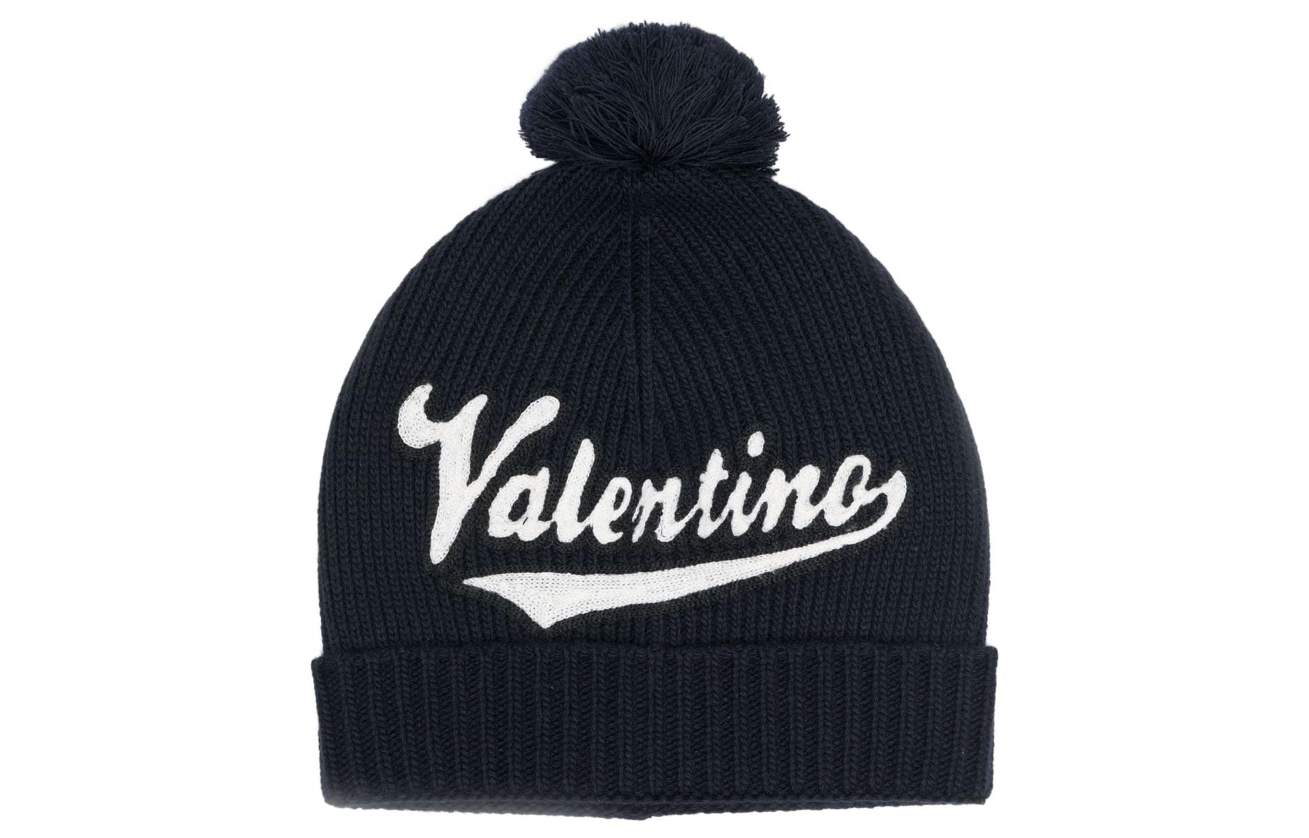 Valentino Comfortable Wool Knit Beanie - Deep Blue 1Y2HB01FLLG598