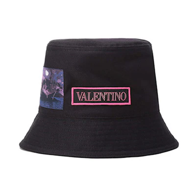 Valentino Cotton Patchwork Bucket Hat Unisex Black. XY2HGA11LXJ598