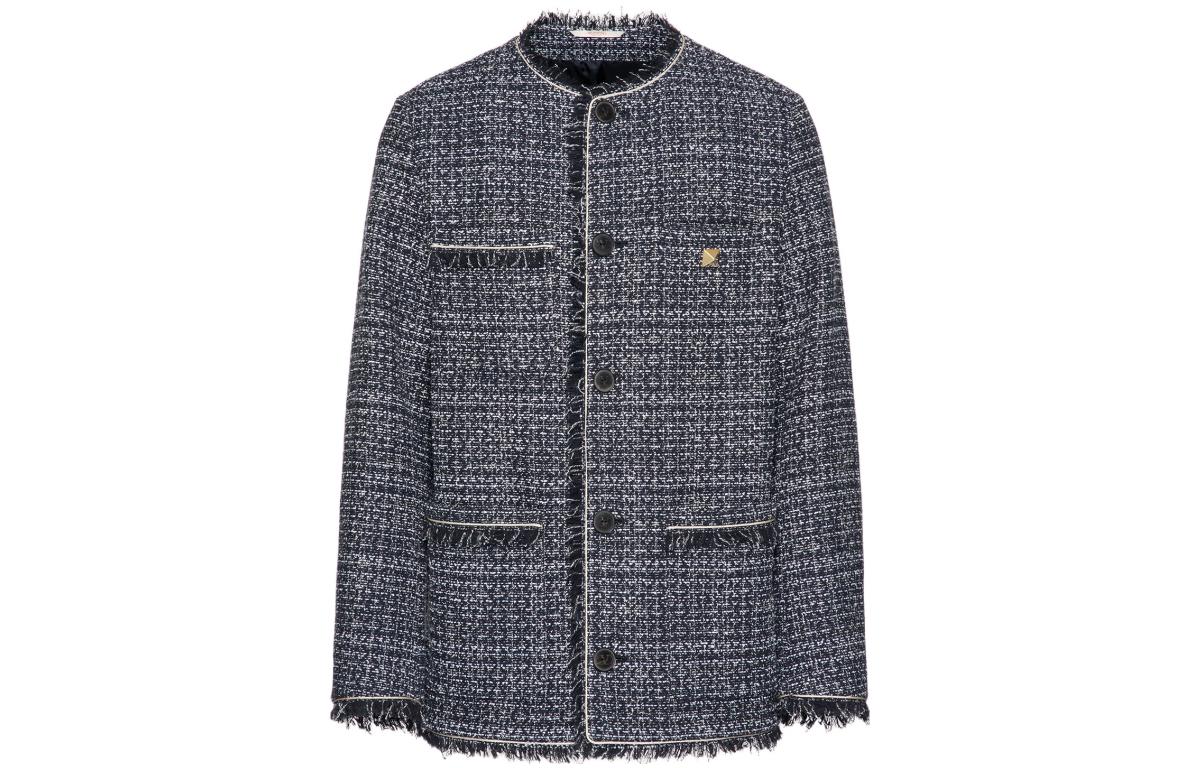 Valentino Cotton Wool Jacket with Beaded Buttons 2V3CE27797G108