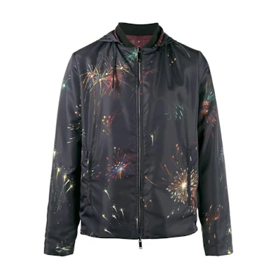 Valentino Fireworks Print Zip-Up Jacket Men’s Deep Blue NV3CI2N04ESZA1
