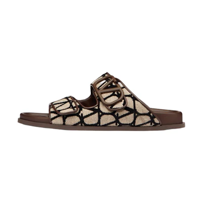 Valentino Flat Open Toe Slide 'Beige Black'