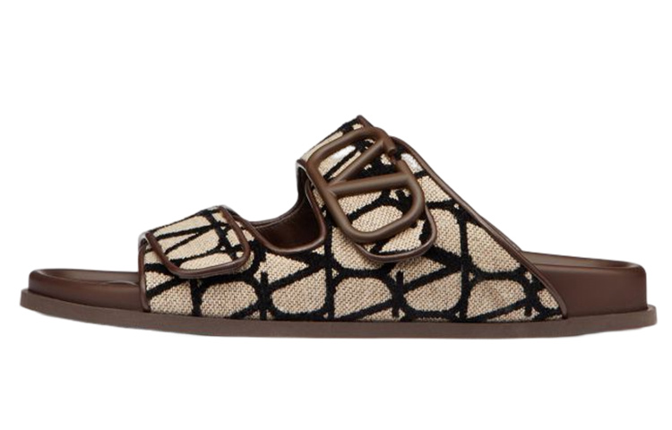 Valentino Flat Open Toe Slide 'Beige Black' 2Y0S0G80SBT6ZN