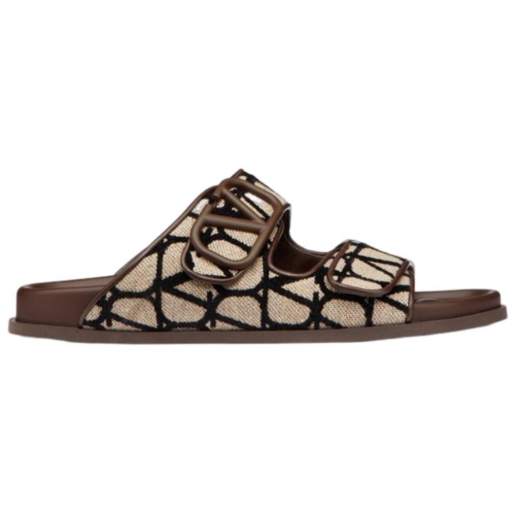 Lookbook Valentino Flache Open Toe Sandale ''Beige Schwarz'' 2Y0S0G80SBT6ZN