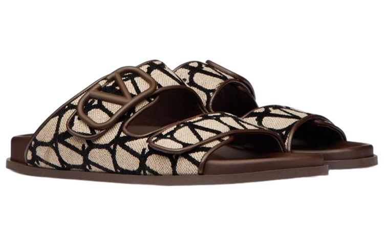 Shop Valentino Flache Open Toe Sandale ''Beige Schwarz'' 2Y0S0G80SBT6ZN