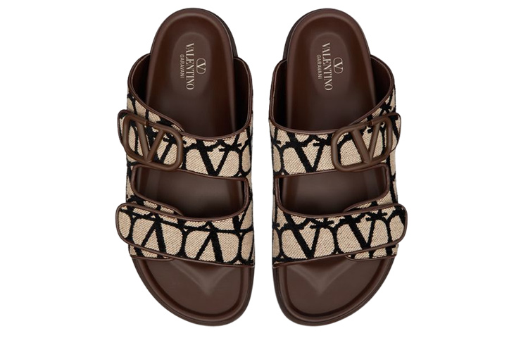 Purchase Valentino Flache Open Toe Sandale ''Beige Schwarz'' 2Y0S0G80SBT6ZN