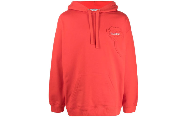 Valentino Floral Hoodie Red for Men VMF18Y7H3QB3