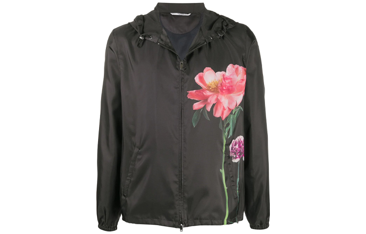 Valentino Flowersity Floral Zip Hoodie Jacket Black - UV0CI3556TQ71F