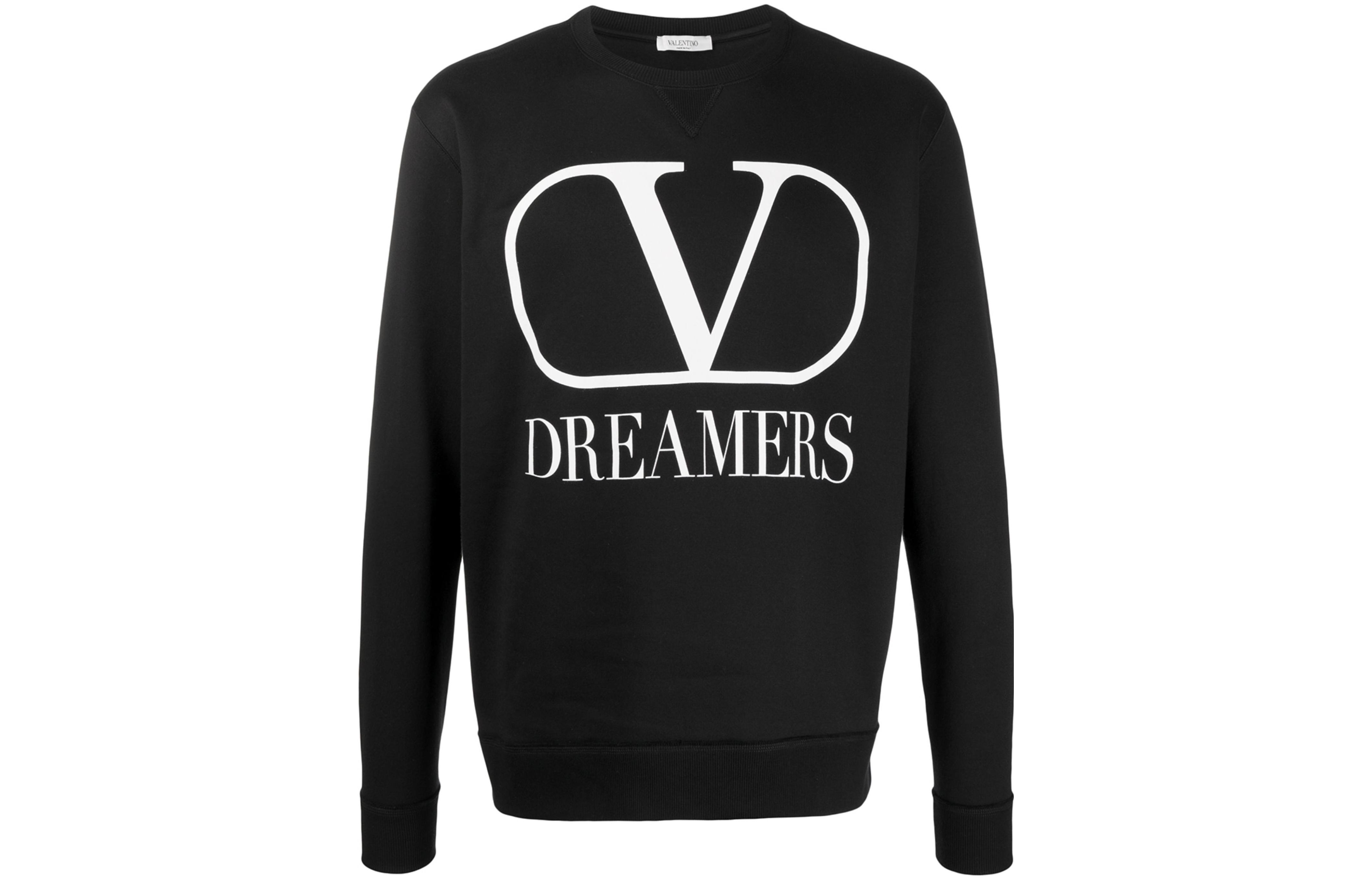 Valentino FW21 Black Letter Print Crewneck Pullover Sweatshirt Men TV0MF11Y680