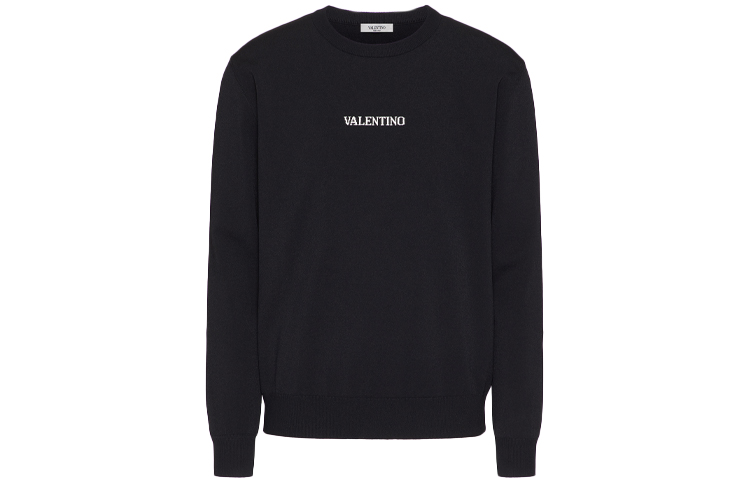 Order Valentino 2021秋冬黑色刺绣Logo圆领毛衣 WV3KC15Z7HS0NA