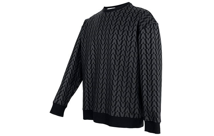 Shop Valentino FW21 Crewneck Sweatshirt Hitam dengan Desain Cetak. WV0MF18X7SVN01
