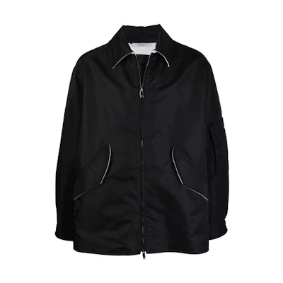 Valentino FW21 Black Solid Jacket with Side Flap Pockets VCJG857U90NA