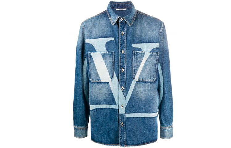 Order ヴァレンティノ FW21 ブルーデニムジャケット レタープリント＆ボタン留め仕様。 UV3DB00G6H5598