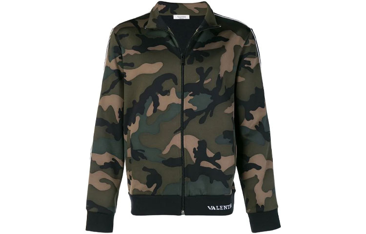 Valentino FW21 Camo Logo Stand Collar Jacket Green VMF11A53MF00
