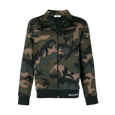 Valentino FW21 Camo Logo Stand Collar Jacket Green VMF11A53MF00