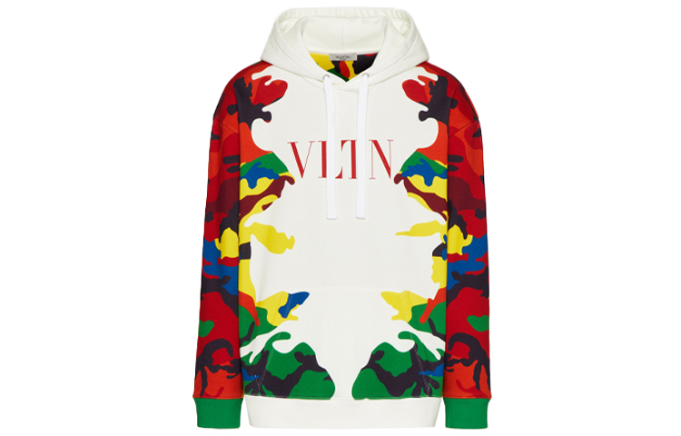 Valentino FW21 Camou7 Logo Print Cotton Hoodie WV3MF18I7NLC40