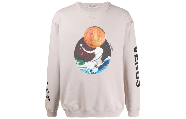 Valentino FW21 Cartoon Print Cotton Crewneck Pullover Sweatshirt VMF09V60D18T