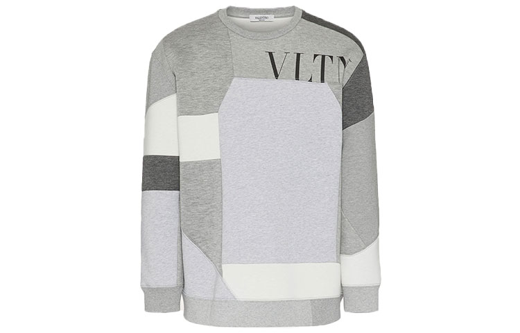 Valentino FW21 Colorblock Logo Crewneck Sweatshirt Grey WV3MF14M7CW080