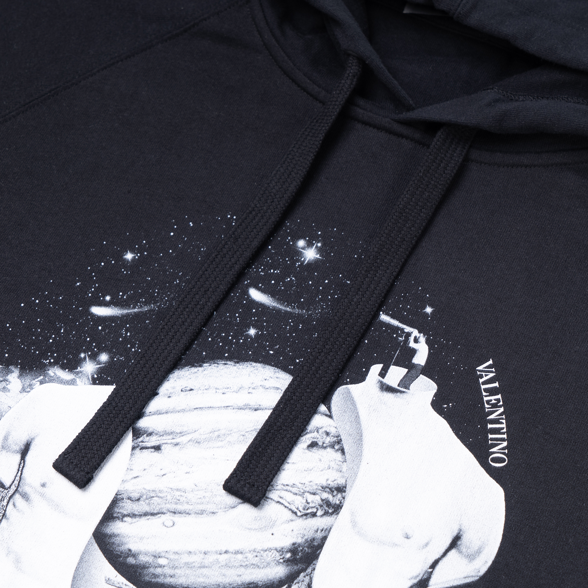 Details for Valentino FW21 Hoodie Pria Hitam Motif Cosmic Print TV3MF08S60Q-18Q