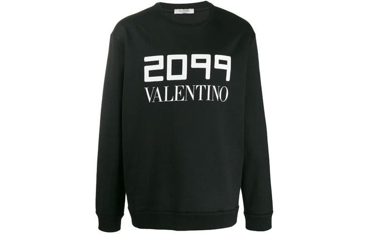 Valentino FW21 Digital Print Logo Pullover Sweatshirt Black VMF08B5SG0NO