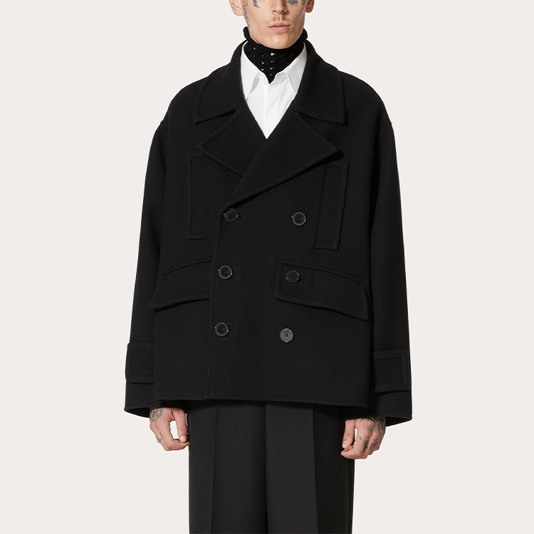Lookbook Valentino FW21 雙排扣羊毛外套 黑色 WV0CJG807U30NO