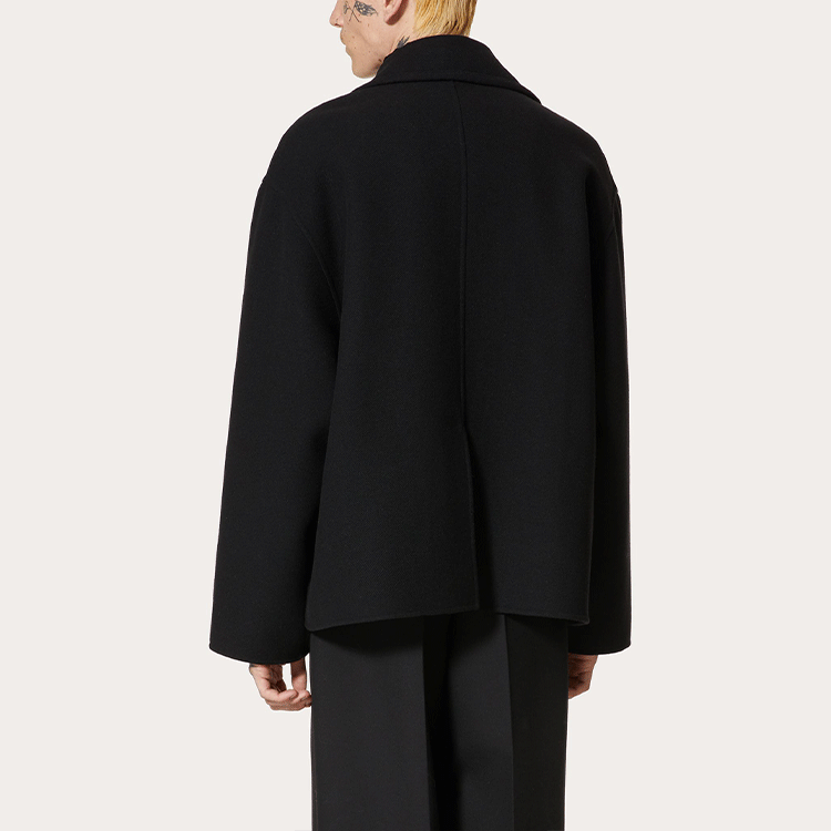 Shop Valentino FW21 雙排扣羊毛外套 黑色 WV0CJG807U30NO