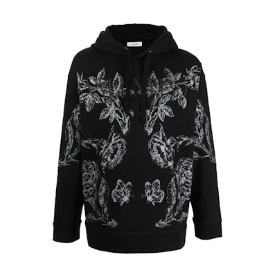 Valentino FW21 Floral Print Sweatshirt Black Mens VMF18I7LHL48