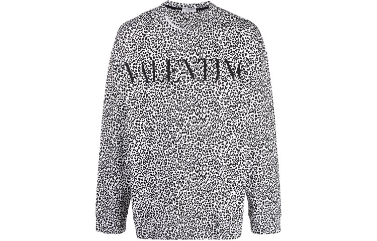 Valentino FW21 Leopard Print Logo Sweatshirt Grey WV0MF18W7VSY56