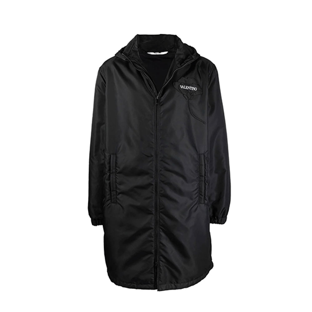 Valentino FW21 Letter Patch Hoodie Jacket Black VCJB927G50NI