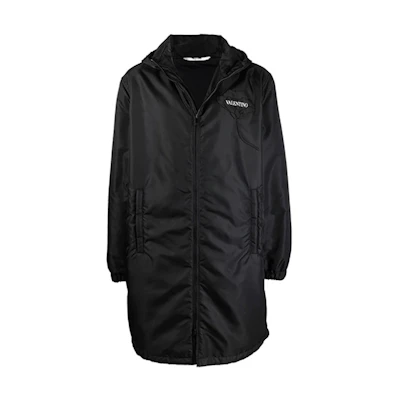 Valentino FW21 Letter Patch Hoodie Jacket Black VCJB927G50NI