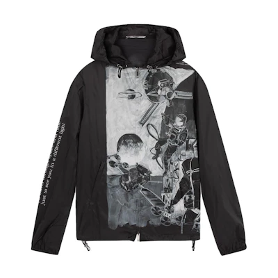 Valentino FW21 Letter Print Drawstring Hoodie Jacket Black TV3CI3555YG15V