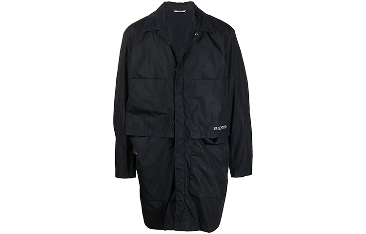 Valentino FW21 Logo Lightweight Long-Sleeve Jacket Black VCJD5566C95M