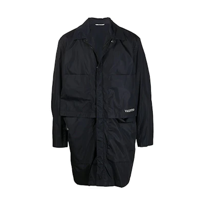 Valentino FW21 Logo Lightweight Long-Sleeve Jacket Black VCJD5566C95M